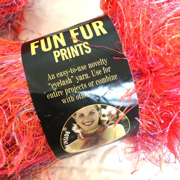 Mango Eyelash Yarn Fun Fur Lion Brand Yarn Bundle of 2 - Picture 3 of 5